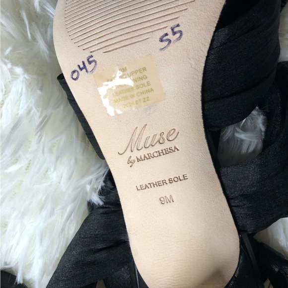 Muse by Marchesa Dahlia Chiffon Ankle Wrap Dress Sandals Black Heels size 9 NWOT - Picture 10 of 15